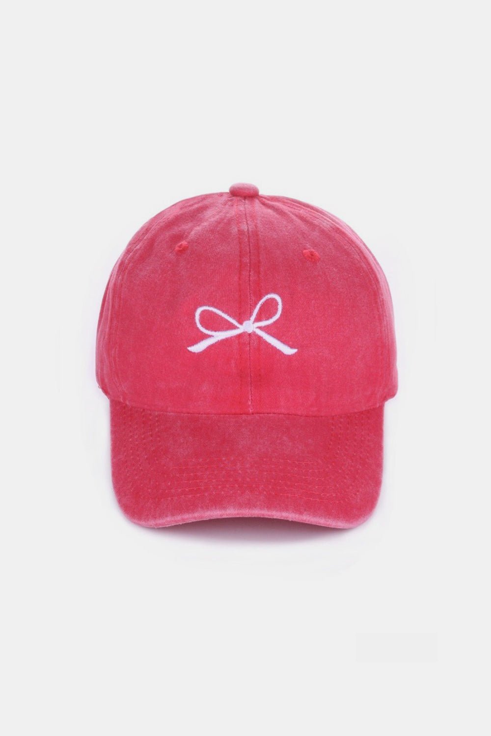 Zenana Bow Embroidered Washed Cotton Caps - Happily Ever Atchison Shop Co.