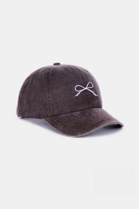 Zenana Bow Embroidered Washed Cotton Caps - Happily Ever Atchison Shop Co.