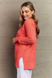 Zenana Bright & Cozy Full Size Waffle Knit Cardigan - Happily Ever Atchison Shop Co.