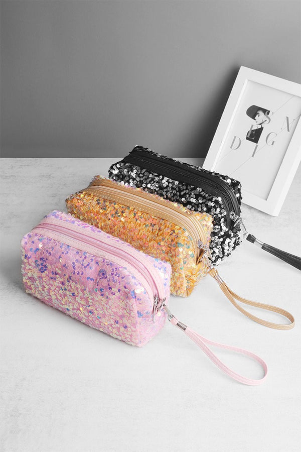 Zenana Colorful Shine Cosmetic Sequin Design Bag - Happily Ever Atchison Shop Co.