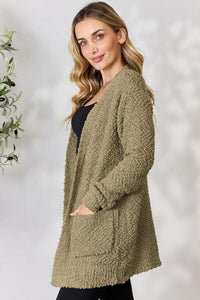 Zenana Falling For You Full Size Open Front Popcorn Cardigan - Happily Ever Atchison Shop Co.