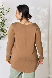 Zenana Full Size Long Sleeve V - Neck Top - Happily Ever Atchison Shop Co.