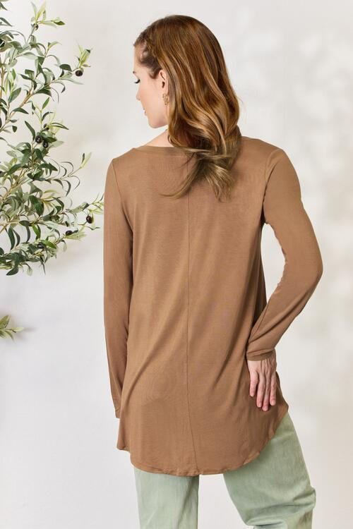 Zenana Full Size Long Sleeve V - Neck Top - Happily Ever Atchison Shop Co.