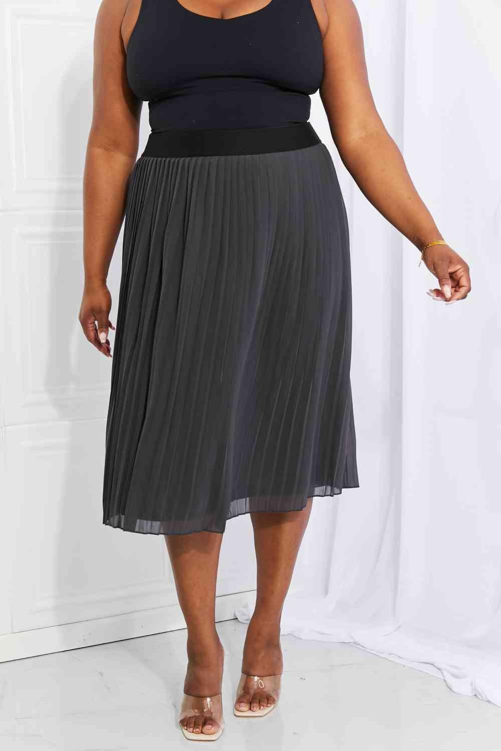 Zenana Full Size Romantic At Heart Pleated Chiffon Midi Skirt - Happily Ever Atchison Shop Co.