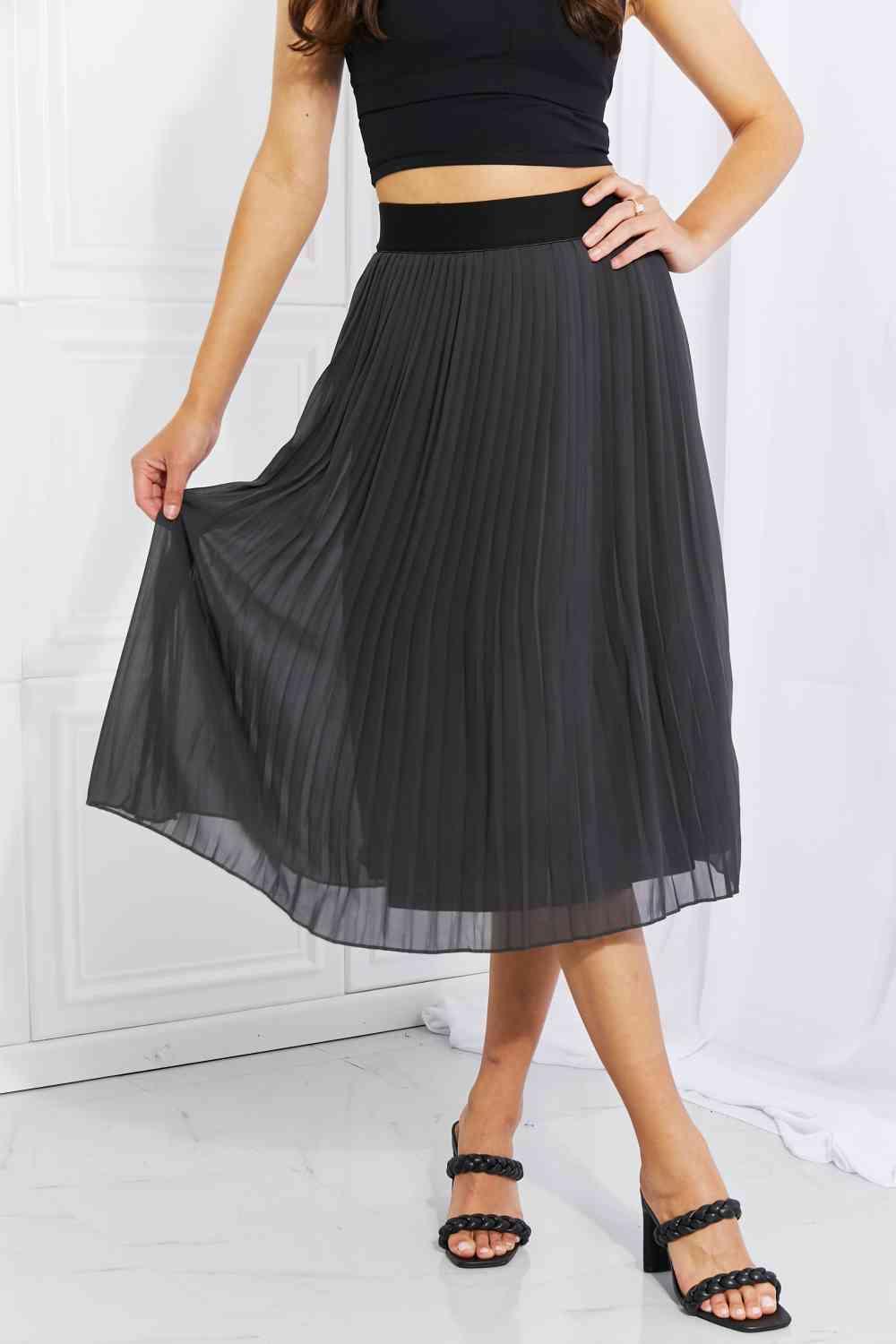 Zenana Full Size Romantic At Heart Pleated Chiffon Midi Skirt - Happily Ever Atchison Shop Co.