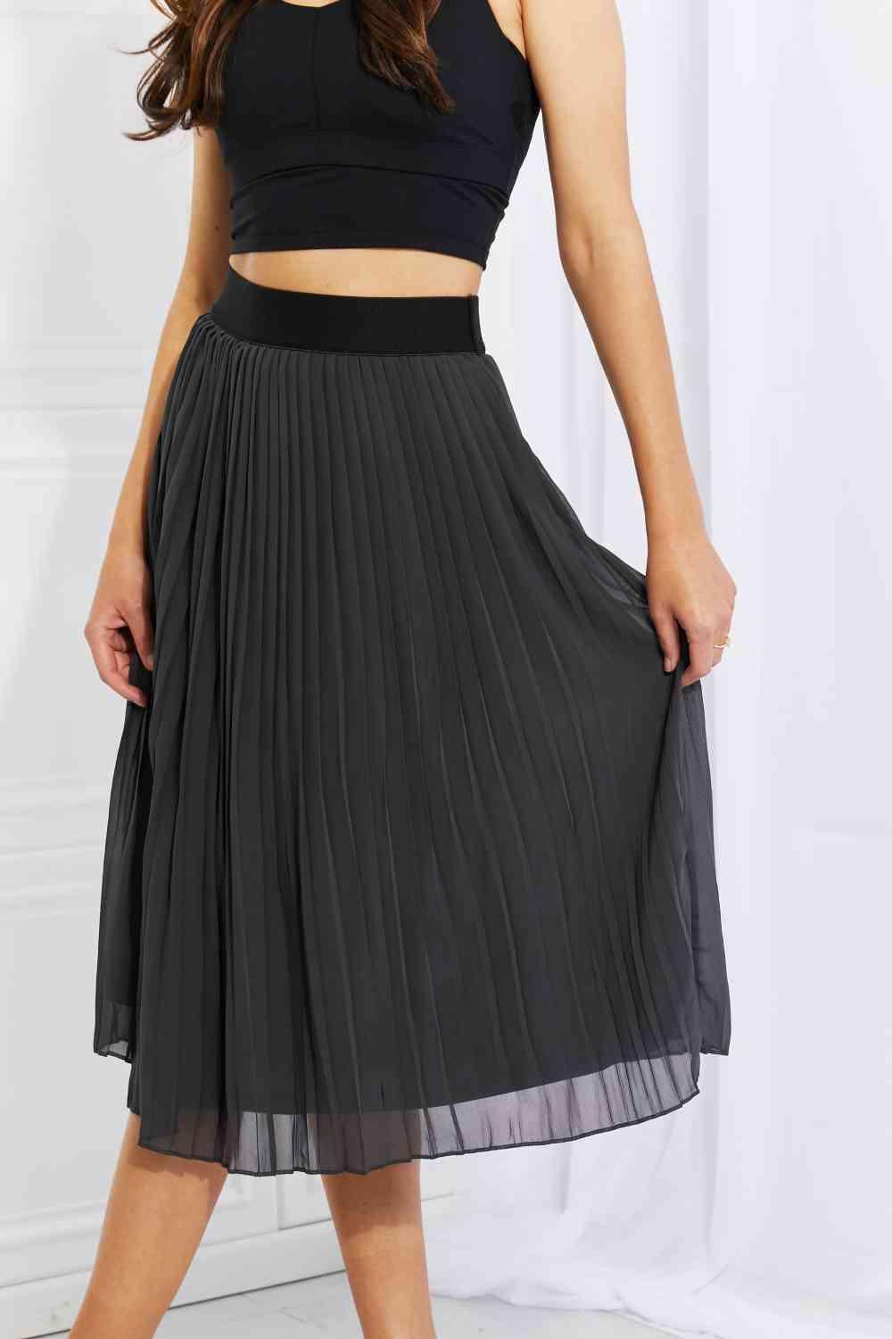 Zenana Full Size Romantic At Heart Pleated Chiffon Midi Skirt - Happily Ever Atchison Shop Co.