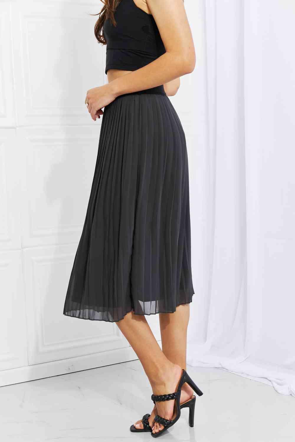 Zenana Full Size Romantic At Heart Pleated Chiffon Midi Skirt - Happily Ever Atchison Shop Co.