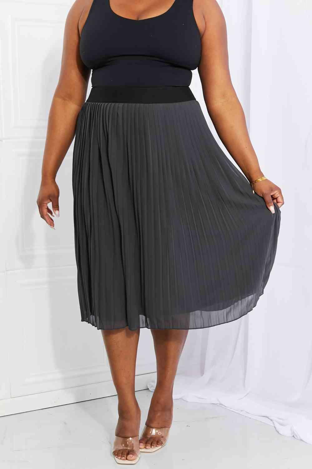 Zenana Full Size Romantic At Heart Pleated Chiffon Midi Skirt - Happily Ever Atchison Shop Co.