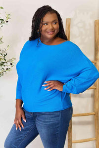 Zenana Full Size Round Neck Batwing Sleeve Blouse - Happily Ever Atchison Shop Co.