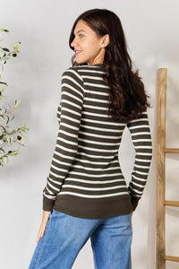 Zenana Full Size Striped Snap Down Cardigan - Happily Ever Atchison Shop Co.
