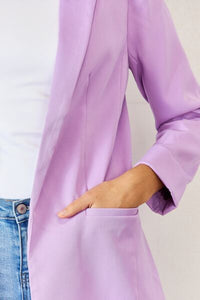 Zenana Open Front Long Sleeve Blazer - Happily Ever Atchison Shop Co.