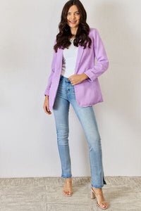 Zenana Open Front Long Sleeve Blazer - Happily Ever Atchison Shop Co.