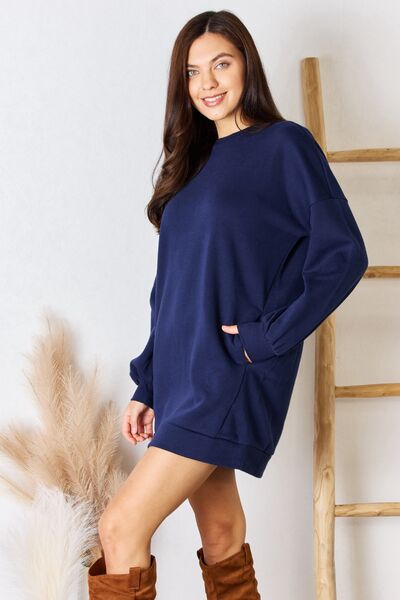 Zenana Oversized Round Neck Long Sleeve Sweatshirt - Happily Ever Atchison Shop Co.