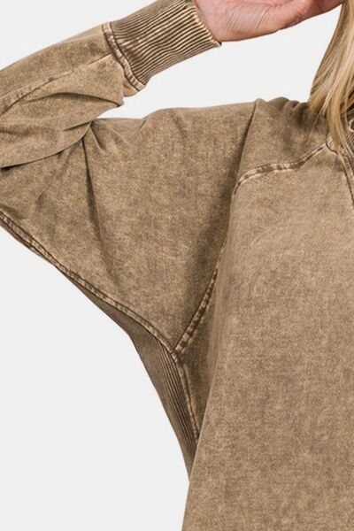 Zenana Pocketed Round Neck Sweatshirt - Happily Ever Atchison Shop Co.