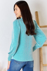 Zenana Ribbed Mock Neck Long Sleeve Top - Happily Ever Atchison Shop Co.