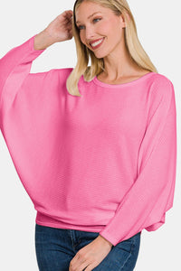 Zenana Ribbed Round Neck Long Sleeve Top - Happily Ever Atchison Shop Co.
