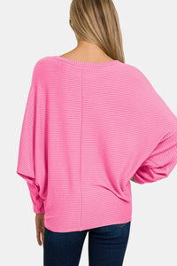 Zenana Ribbed Round Neck Long Sleeve Top - Happily Ever Atchison Shop Co.