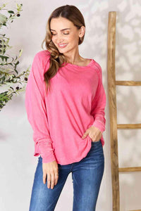 Zenana Round Neck Long Sleeve Top - Happily Ever Atchison Shop Co.