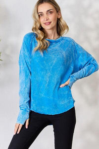 Zenana Round Neck Long Sleeve Top - Happily Ever Atchison Shop Co.