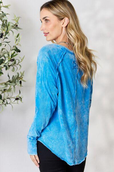 Zenana Round Neck Long Sleeve Top - Happily Ever Atchison Shop Co.