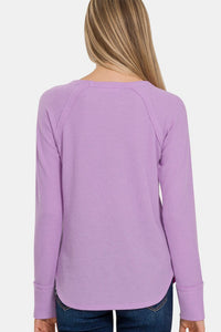 Zenana Waffle Long Sleeve T - Shirt - Happily Ever Atchison Shop Co.