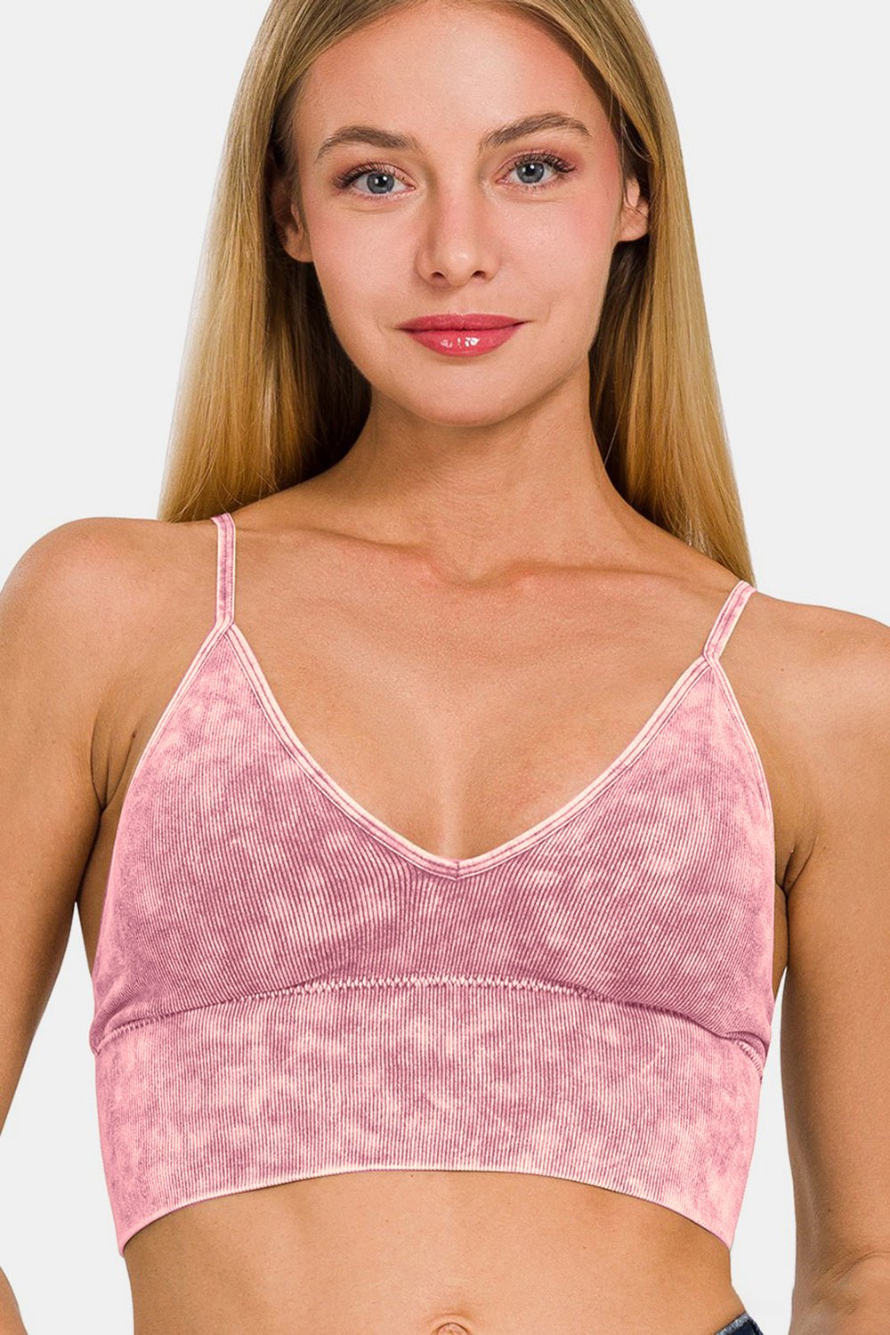 Zenana Washed Ribbed Bra Padded Cami - Happily Ever Atchison Shop Co.