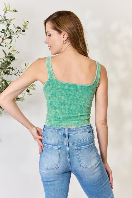 Zenana Washed Ribbed Cropped Tank - Happily Ever Atchison Shop Co.