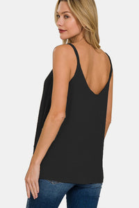 Zenana Woven Double Spaghetti Strap V - Neck Cami - Happily Ever Atchison Shop Co.