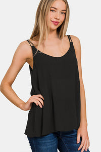 Zenana Woven Double Spaghetti Strap V - Neck Cami - Happily Ever Atchison Shop Co.