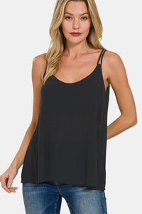 Zenana Woven Double Spaghetti Strap V - Neck Cami - Happily Ever Atchison Shop Co.