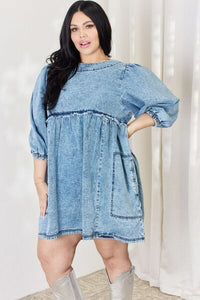 HEYSON Full Size Oversized Denim Babydoll Dress - Happily Ever Atchison Shop Co.  