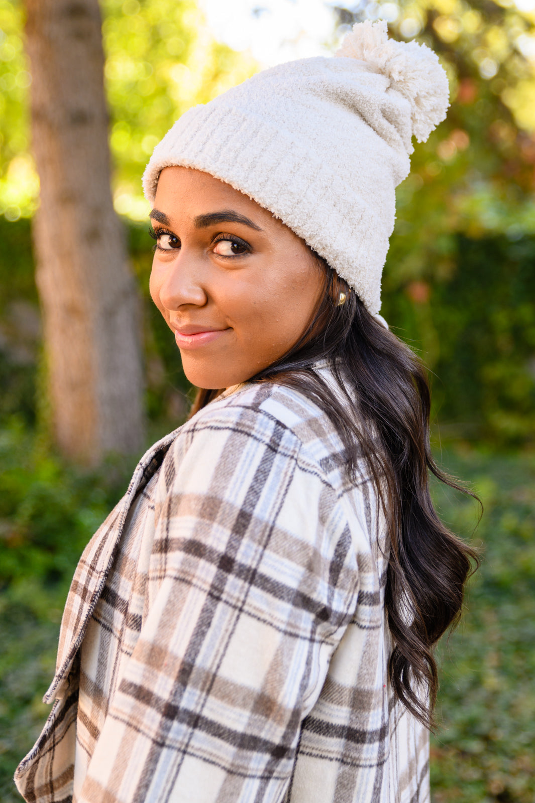 Slouchy Boucle Pom Beanie In Ivory - Happily Ever Atchison Shop Co.  