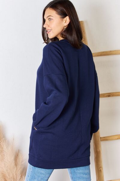 Zenana Oversized Round Neck Long Sleeve Sweatshirt - Happily Ever Atchison Shop Co.  