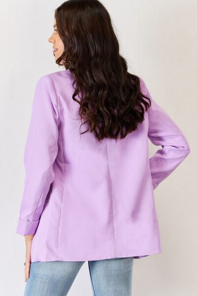 Zenana Open Front Long Sleeve Blazer - Happily Ever Atchison Shop Co.  