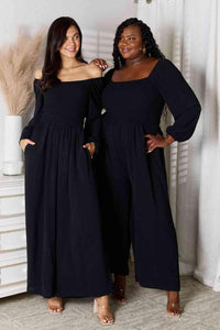 Double Take Square Neck Jumpsuit with Pockets - Happily Ever Atchison Shop Co. 
