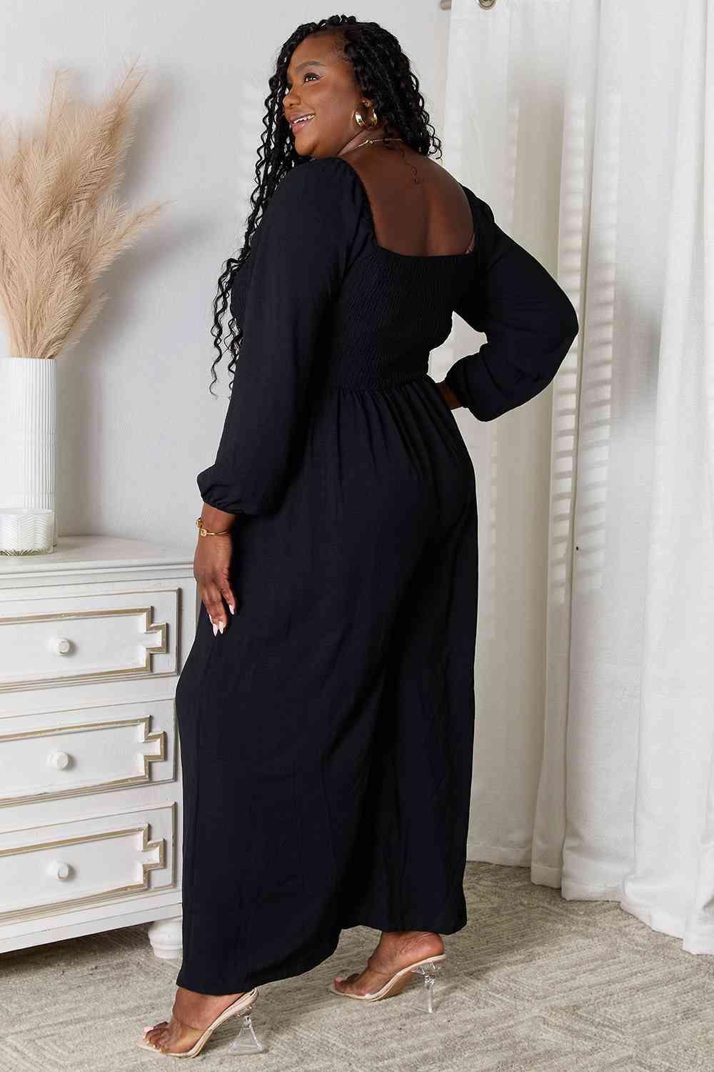 Double Take Square Neck Jumpsuit with Pockets - Happily Ever Atchison Shop Co. 