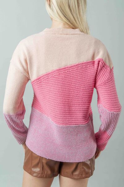 Very J Color Block Long Sleeve Sweater - Happily Ever Atchison Shop Co.  