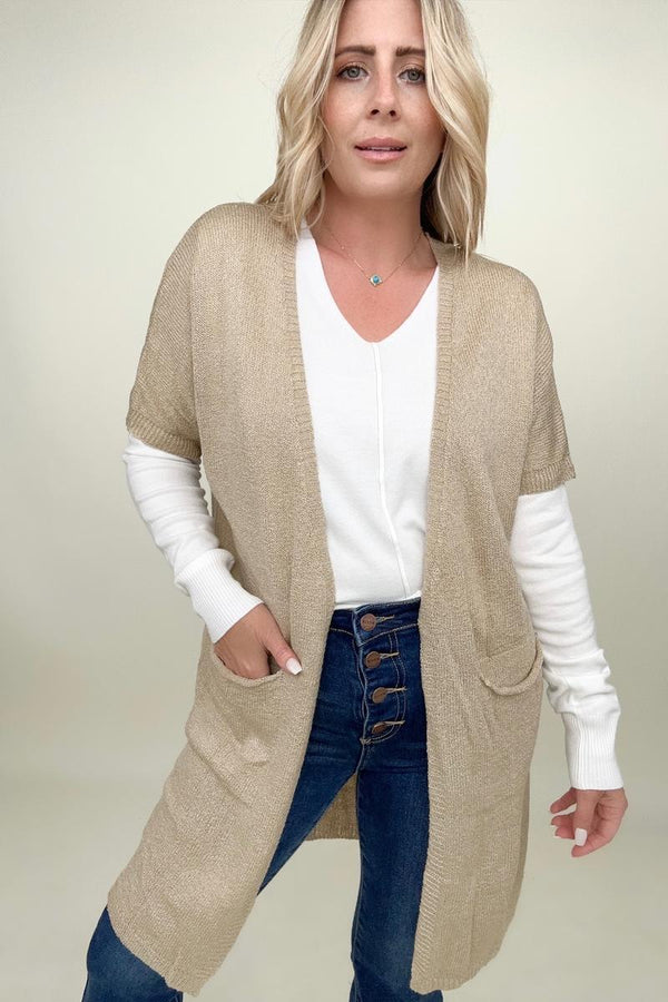 Shorts Sleeve Light Knit Dolman Cardigan - Happily Ever Atchison Shop Co. 