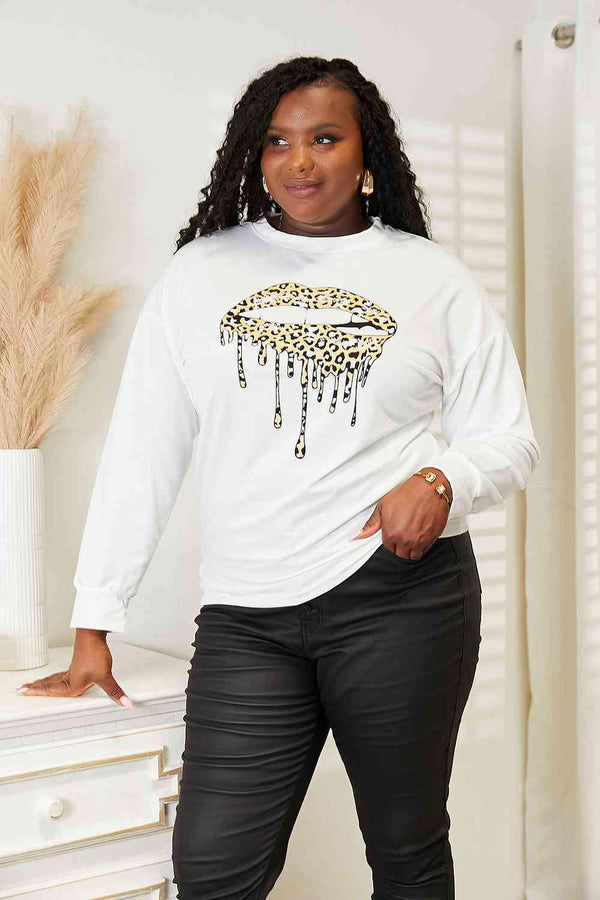 Simply Love Graphic Dropped Shoulder Round Neck Sweatshirt - Happily Ever Atchison Shop Co. 