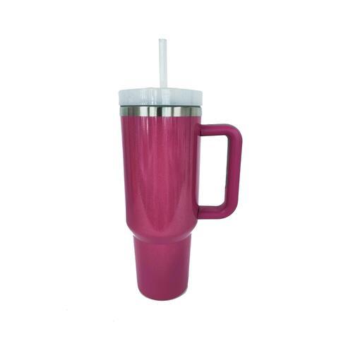 Stainless Steel Tumbler with Handle and Straw - Happily Ever Atchison Shop Co. 